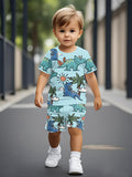 2026 New Sports Style Round Neck Short-sleeved Shorts Set Is Loose and Comfortable