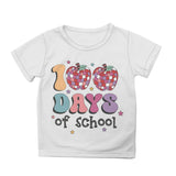 Kid Girl Boy 100 Days of School Print Round Neck Short Sleeve T-shirt Tops