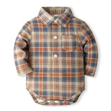 9M-3Y Baby Boy Plaid Gentleman Suit British Long Sleeves 4 Pcs Set