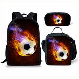 Kid Boy Street Trendy Football Backpack with Pencil Case Lunch Bag 3 Pcs/set