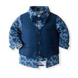 18M-6Y Kid Baby Boy Navy Blue Gentleman Suit 4 Pcs Set