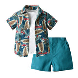 Kid Baby Boys Fashion Flower Short Sleeve Three-piece Set
