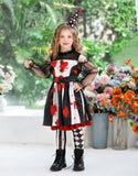 4-12T Kid Girl Halloween Clown Circus Party Funny Dress Up Costume