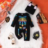 Baby Halloween Skull Character Stylish Luminous Skeleton Rompers