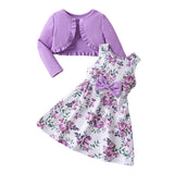 1-8T Kid Baby Girl Printed Knitted Cardigan Flower Dresses