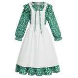 5-12Y Kid Girl Pioneer Green Floral Apron Dress Set