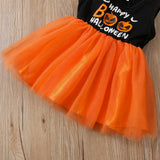 Baby Girl Autumn Winter Halloween Pumpkin Letter Sleeveless Dress