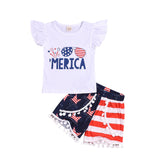 Kids Baby Girls Summer Independence Day Print Tank Shorts Set