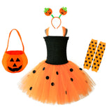 2-8Y Halloween Kid Girls Tutu Carnival Candy Suits 4 Pcs Set