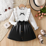 3-10Y Kid Girls Black White Classic Matching  Fashion Trend 2 Pcs Set
