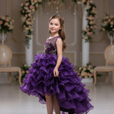 Kid Girls Bronzing Embroidery Trailing Performance Dress