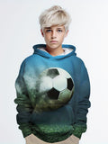 2-12T Kid Boy Graffiti Football 3D Digital Printing Casual Pullover Hoodie