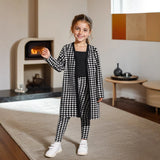 INS Jacket & Black Short Suspenders & Nine-point Pants Girls Three-piece Set