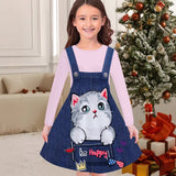 3-10T Kid Girl Flower Long Sleeve Crew Neck Spring Autumn Dresses