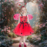 1-10T Kid Baby Girl Halloween Ladybug Party Mesh Tutu Dresses