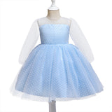 Kid Girls Spring Mesh Gauze Pengpeng Princess Performance Dresses