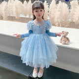 Kid Girl Mesh Princess Autumn Elsa Pompous  Frozen Dresses