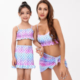 Swimsuit Parent-child Mermaid Scale Print Three-piece Bikini