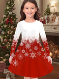 2-10T Kid Girl Crew Neck Long-sleeved Flower Casual Dresses