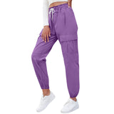 2-10T Kid Girl Solid Pockets Drawstring Overalls Trousers Pants