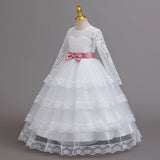 Princess Dress Dress Long Sleeve Lace Mesh Dress Bow Dress