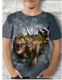 2-12T Kid Boy Dinosaur 3D Digital Printing Casual Short-sleeved T-shirt
