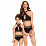 Family Matching Parent-child Golden Webbing Bikini Mother and Daughter Swimsuit