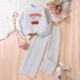 5-14Y Kid Girl Spring Autumn Love Long-sleeved Casual Suit 2 Pcs Set