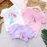 Kid Girl Summer Short-sleeved Mermaid Cotton T-shirt Top