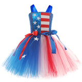 Independence Day Carnival Kid Girl Mesh Tutu American Flag Performance Dresses