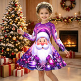 Kid Girl Christmas Autumn Winter Long Sleeve 3D Dresses For 3-12Y