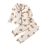 Kid Baby Boy Long Sleeved Bear Split Autumn Pajamas Set