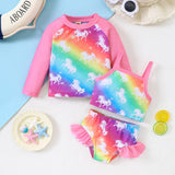 Kid Girls Swimming Suit Split Suspender Swimsuit 2 Pcs Set