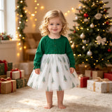 1-6Y Kid Baby Girl Christmas Green Red Party Dresses