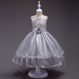 Kid Girl Bronzing Embroidered Mesh Wedding Flower Tutu Dresses