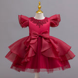 Kid Girls Wedding Cake Princess Dresses