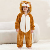 3-12Y Kid Boy Girl Flannel Cartoon Animal One-piece Pajamas