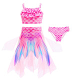2-10T Kid Girl Mermaid Swimsuit Princess Beach Bikini 3 Pcs/set