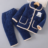 Kid Baby Boy Flannel Autumn Winter Coral Velvet Thicken Pajamas