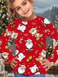 2-12T Kid Girl Cute Casual Fashion Christmas Print Long Sleeve T-shirt