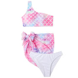 Family Matching Parent-child Single Shoulder Split Swimsuit Three-piece Set