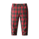 1-5Y Kid Baby Boys Red Plaid Christmas Suit Multi-piece Set