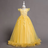 Kid Girl Princess Mesh Yarn Piano Performance Dresses