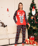 Family Matching Alphabet Snowflake Deer,Christmas Parent-child Loungewear Pajamas