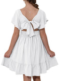 Kid Girl Summer Solid Halter Pleated Casual Dress