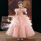 Kid Princess Catwalk Piano Flower Performance Dresses