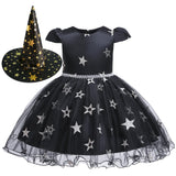 Girls Halloween Party Dress Purple Orange Cake Dress Kids Dress Vampire
