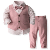 6M-5T Kid Baby Boys Banquet Bow Printed 4 Pcs Set