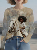 2-10T Kid Baby Girl Fashion Versatile Digital Printing Shirts