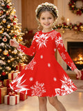 3-12Y Kid Girl Christmas Autumn Long-sleeved 3D Printing Dresses